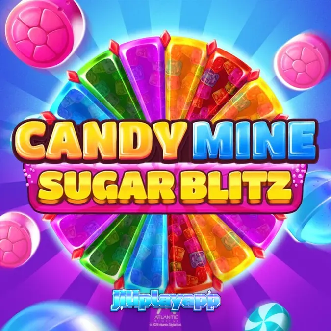 Tampilan antarmuka permainan slot Candy Mine Sugar Blitz dengan desain penuh warna